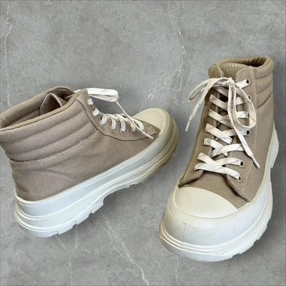 MIA Ace Canvas Lace Up High Top Sneakers Ankle Shoes Women Size 8M Sand Lug Sole - Picture 1 of 15